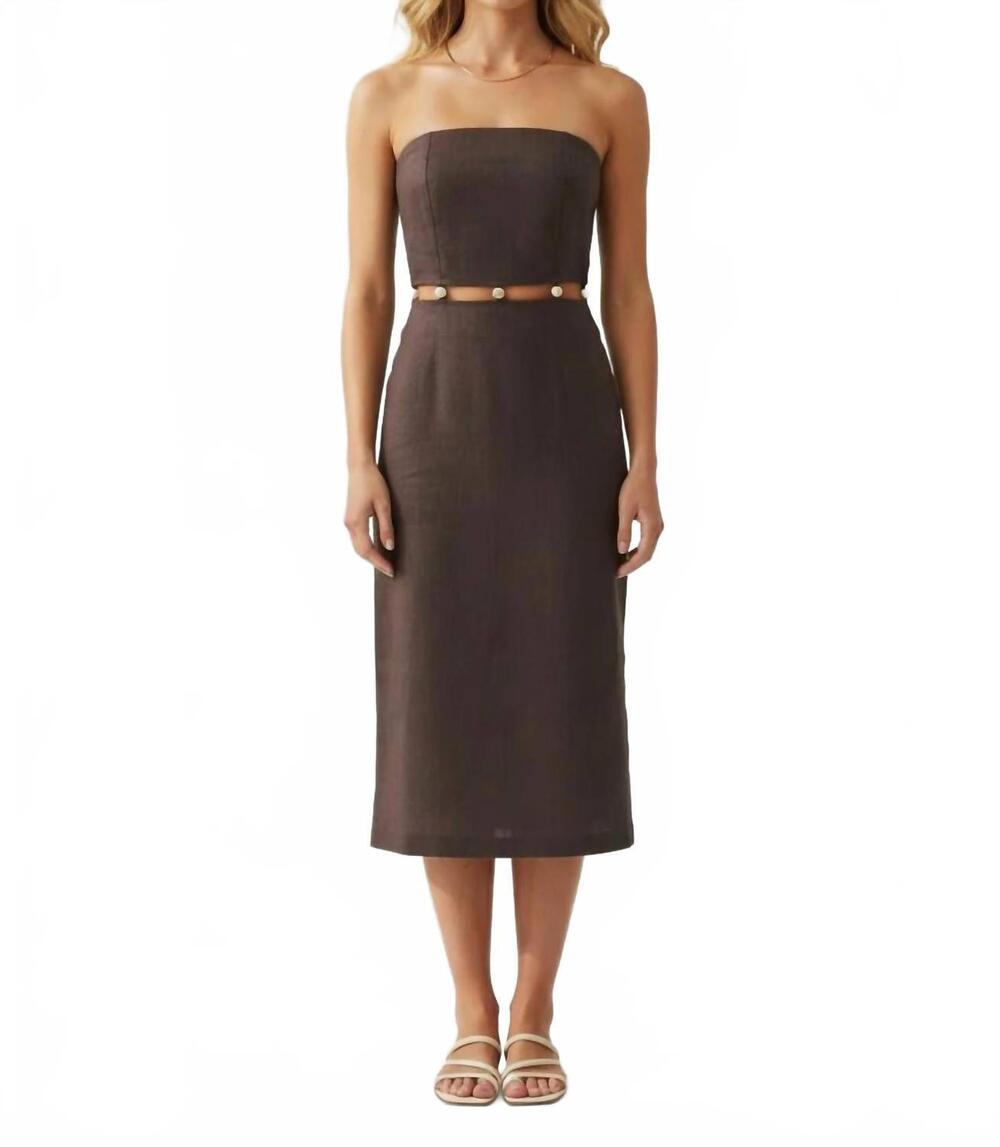 NEW LENA cove midi dress in brown